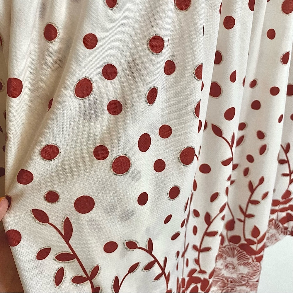 SIMPLY ASTER White Red & glitter Polka dot Floral Tunic Womens size 3X - Picture 6 of 9